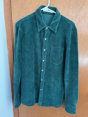 Criquet Men's Teal Textured Long-Sleeve Button-Down Shirt